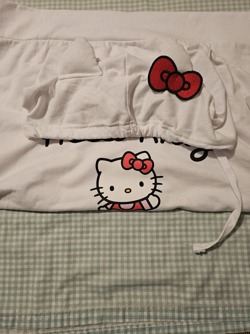 Hello Kitty White Hoodie with Red Accent Graphic